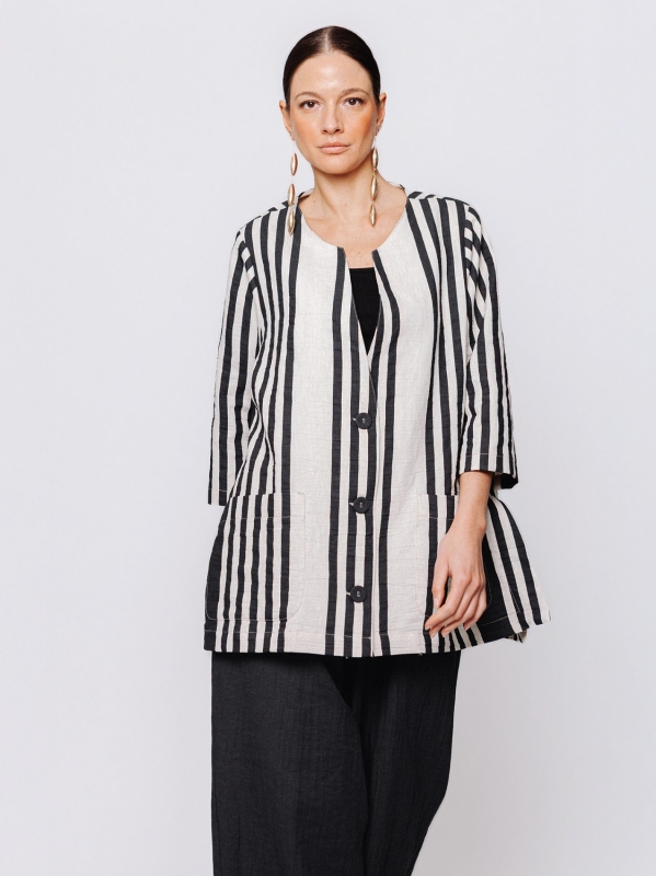 Giacca rigata in jacquard lino e cotone Midali Toujours