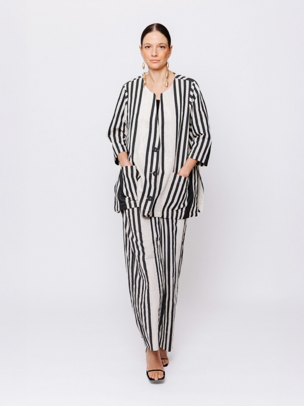 Giacca rigata in jacquard lino e cotone Midali Toujours