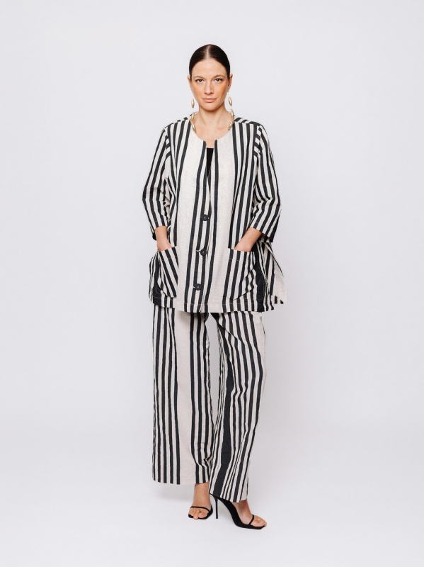 Giacca rigata in jacquard lino e cotone Midali Toujours