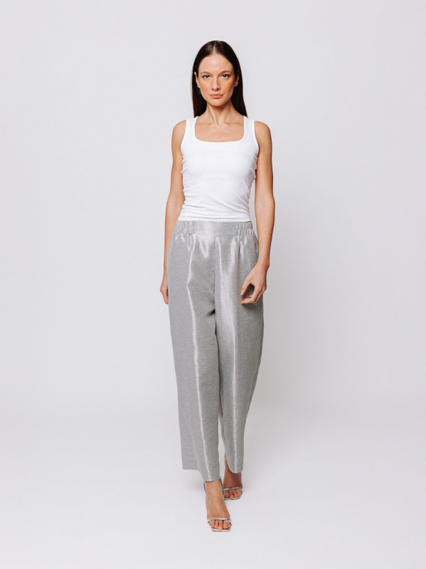 Pantalone Gaucho in Tessuto Laminato Midali Toujours