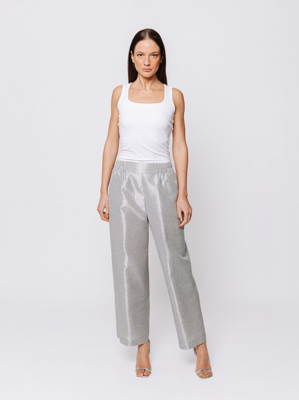 Pantalone Gaucho in Tessuto Laminato Midali Toujours