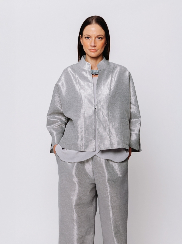 Giacca Over in Tessuto Laminato Midali Toujours