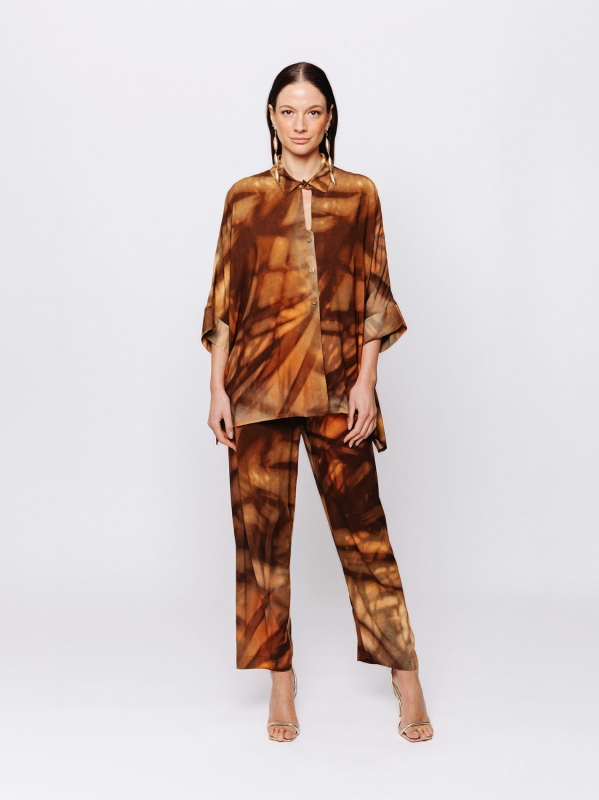 Oversized Viscose Shirt with “Terre in Movimento” Print