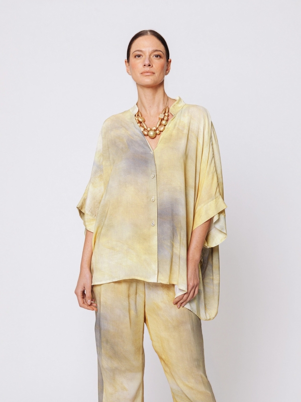 Camicia Over Boxy in Viscosa Stampata “Luce Minerale”