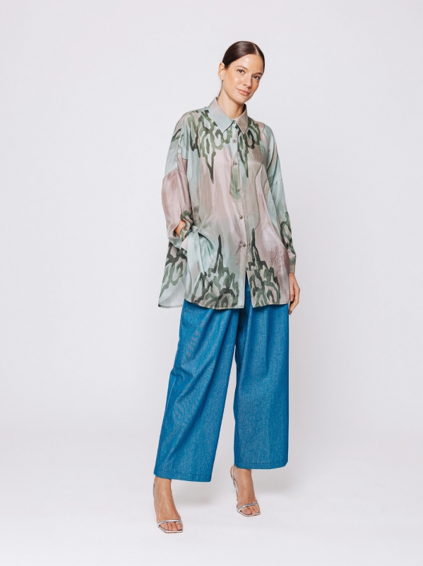 Camicia Over in Seta Stampata Artistica – Edizione Limitata