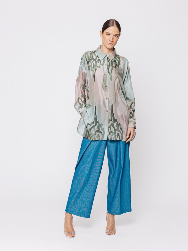 Camicia Over in Seta Stampata Artistica – Edizione Limitata