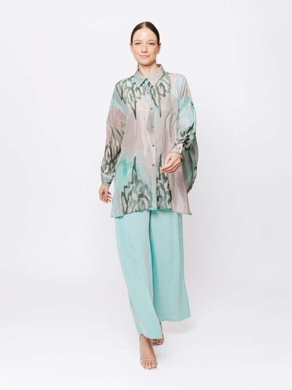 Camicia Over in Seta Stampata Artistica – Edizione Limitata