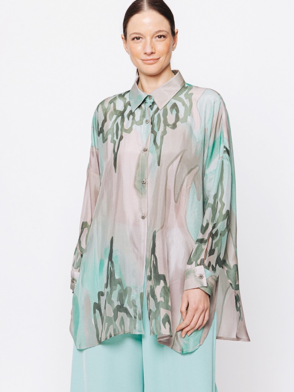 Camicia Over in Seta Stampata Artistica – Edizione Limitata