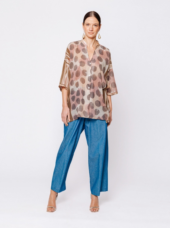 Camicia Over in Cotone Stampa Pois Sofisticati – Midali Toujours