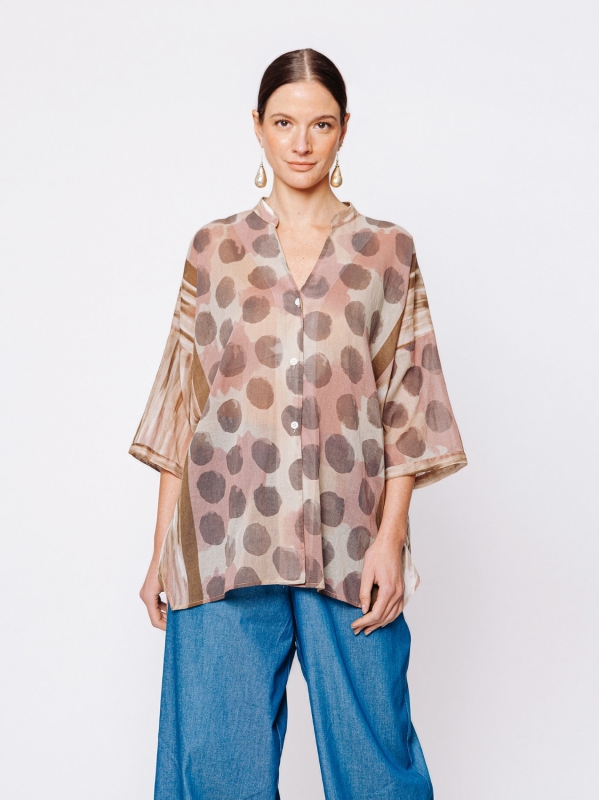 Camicia Over in Cotone Stampa Geometrie Organiche – Midali Toujours
