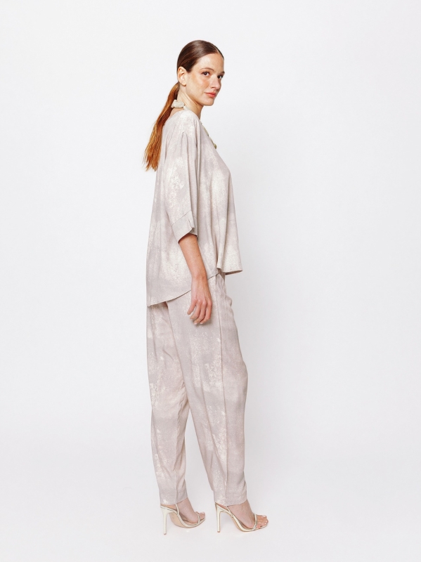 Blusa girocollo con stampa Aura Minerale