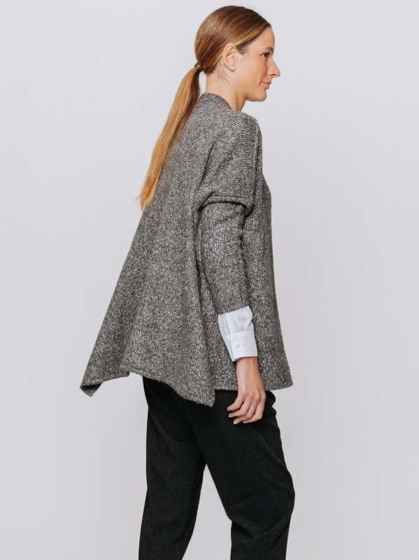 Maglia a scatola mélange con scollo a V