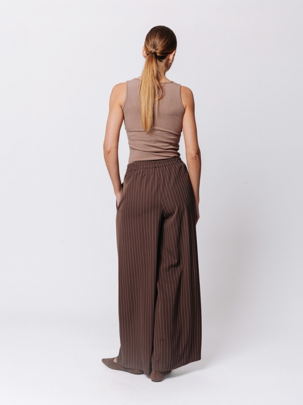Pinstriped Palazzo Trousers with Pleats