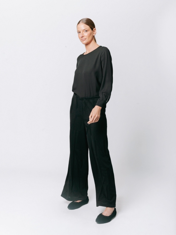 Straight-leg trousers in Jacquard Lettering