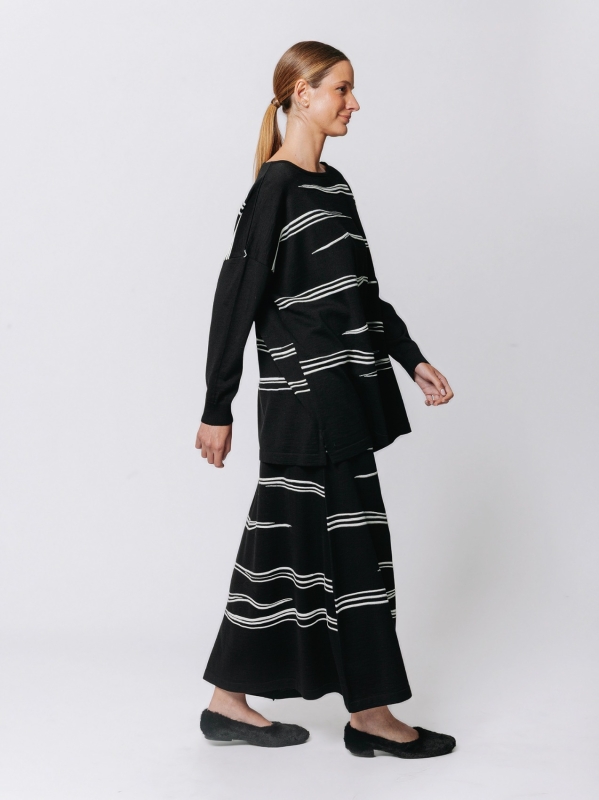 Maglia jacquard Traccia con scollatura a barchetta