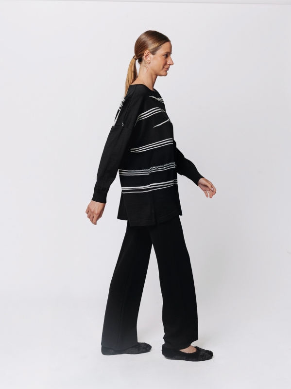 Maglia jacquard Traccia con scollatura a barchetta
