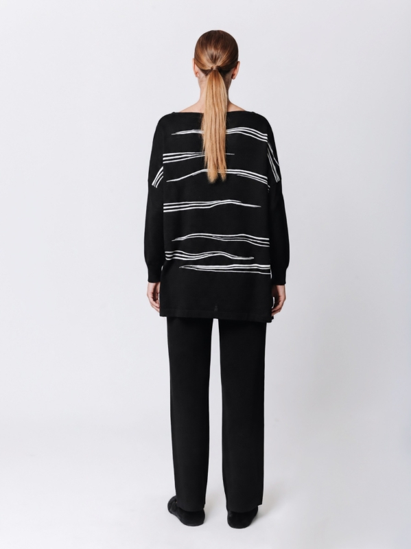 Maglia jacquard Traccia con scollatura a barchetta