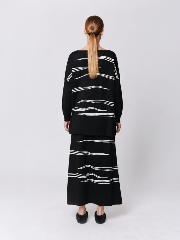 Maglia jacquard Traccia con scollatura a barchetta