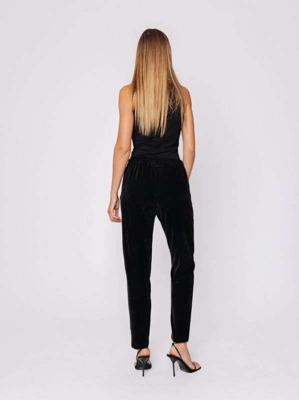 Stretch micro-ribbed velvet cigarette trousers