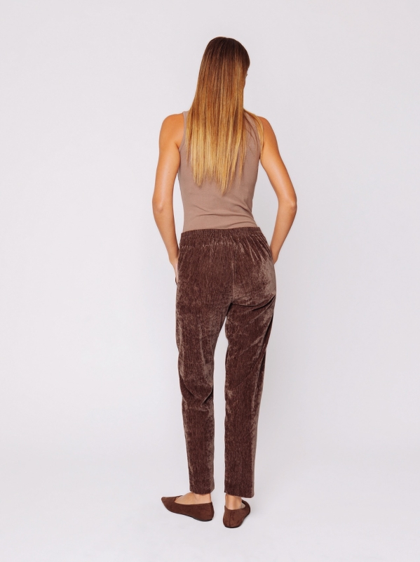 Stretch micro-ribbed velvet cigarette trousers