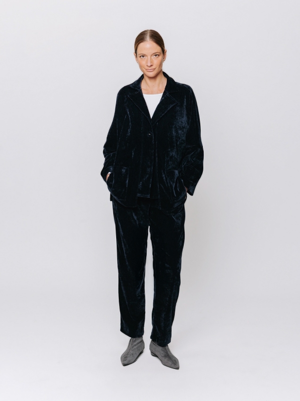 Boxy jacket in stretch micro-ribbed velvet
