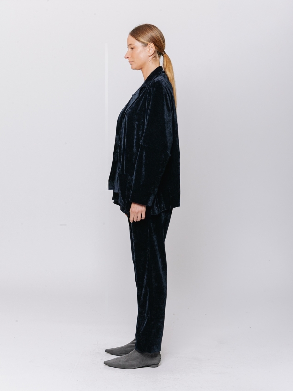 Boxy jacket in stretch micro-ribbed velvet