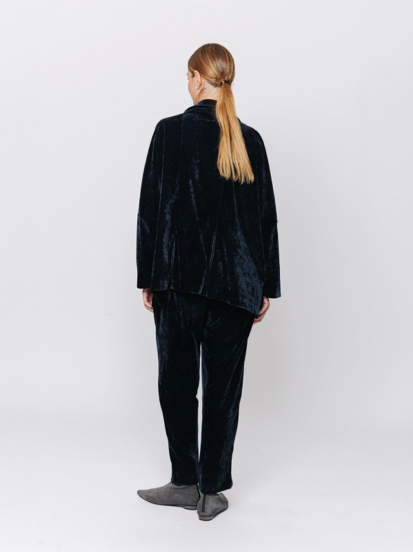 Boxy jacket in stretch micro-ribbed velvet