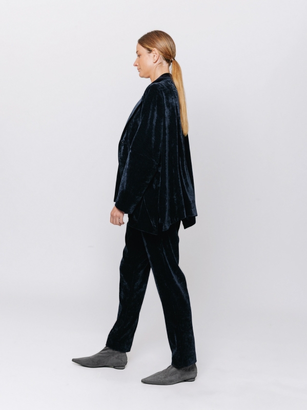 Boxy jacket in stretch micro-ribbed velvet