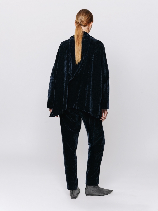 Boxy jacket in stretch micro-ribbed velvet