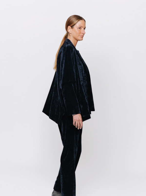Boxy jacket in stretch micro-ribbed velvet