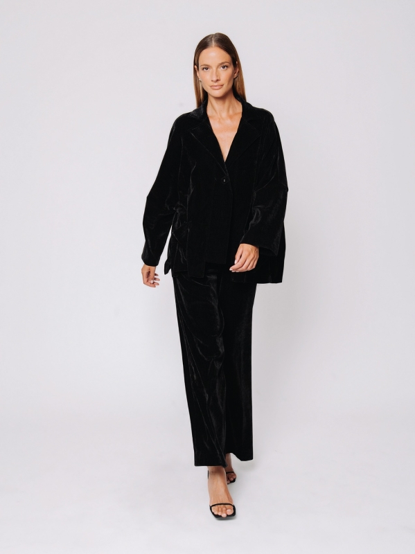 Boxy jacket in stretch micro-ribbed velvet