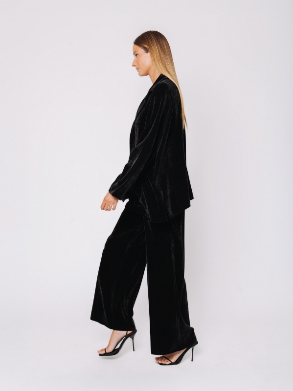 Boxy jacket in stretch micro-ribbed velvet