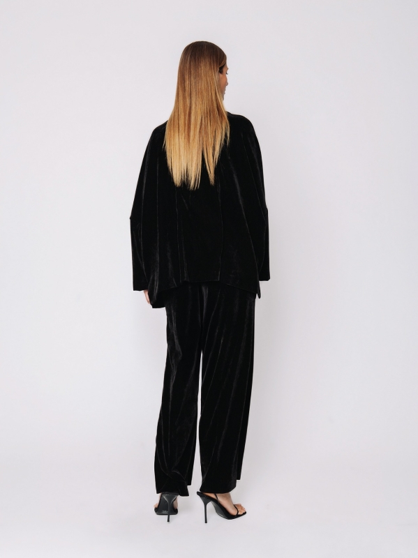 Boxy jacket in stretch micro-ribbed velvet