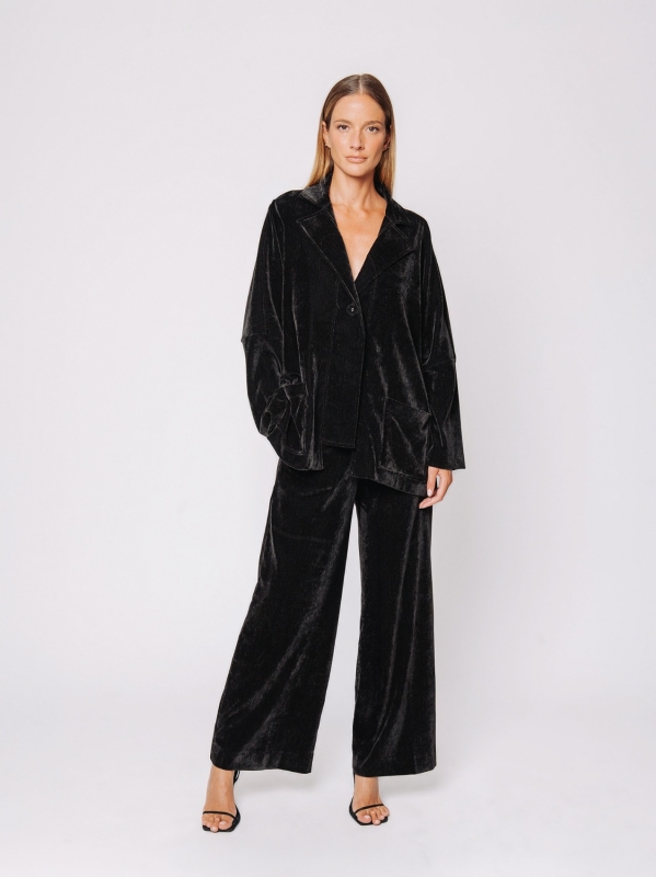 Boxy jacket in stretch micro-ribbed velvet