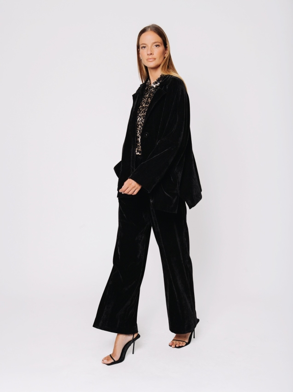 Boxy jacket in stretch micro-ribbed velvet