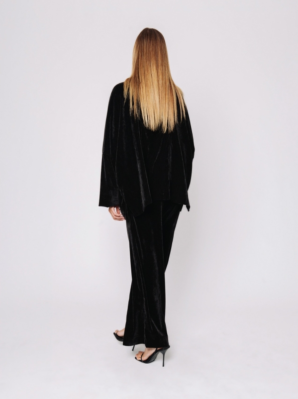 Boxy jacket in stretch micro-ribbed velvet