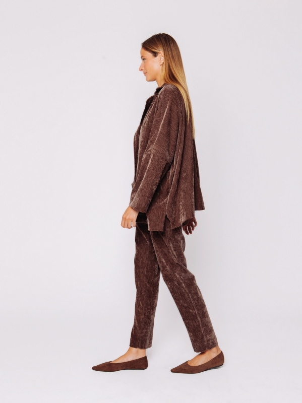 Boxy jacket in stretch micro-ribbed velvet