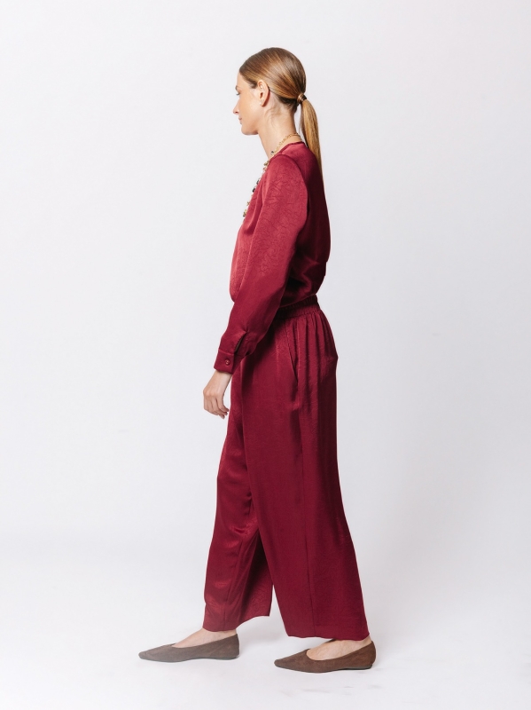 Wide Leg Trousers in Wavy Satin