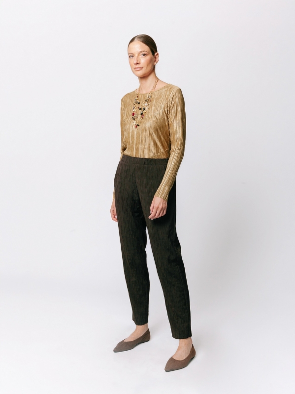 Crinkle Jacquard Cigarette Pants
