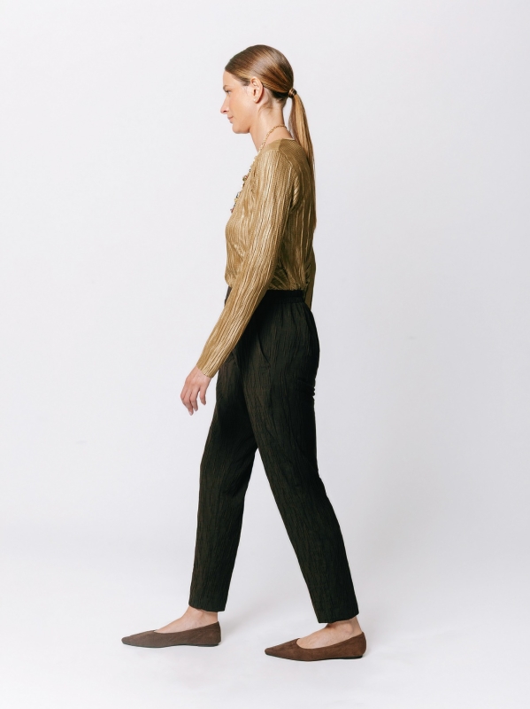 Crinkle Jacquard Cigarette Pants