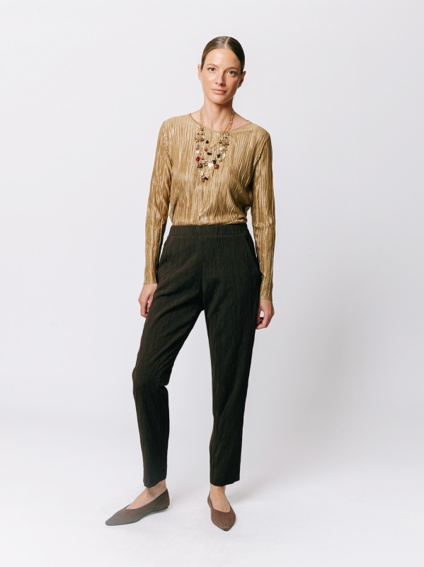 Crinkle Jacquard Cigarette Pants