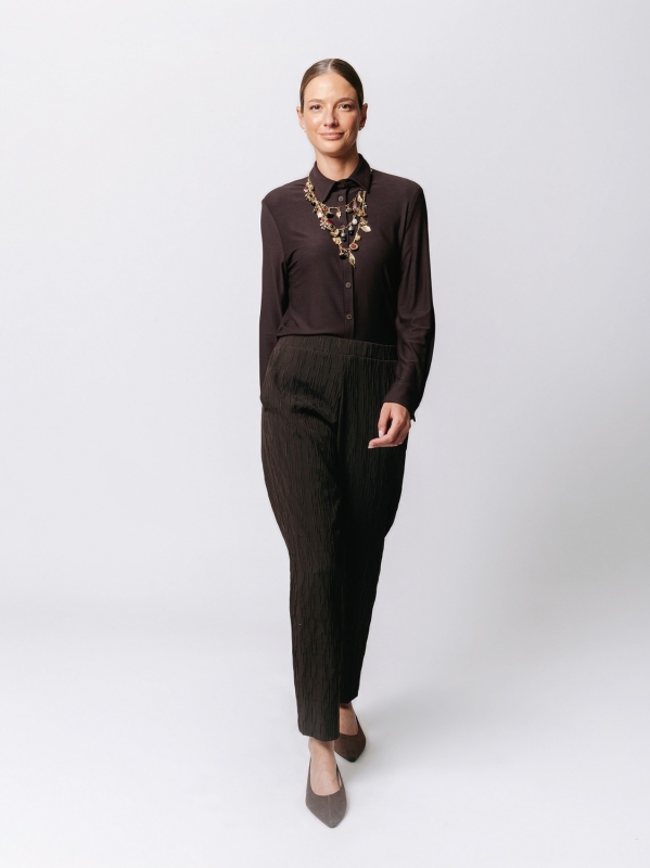 Crinkle Jacquard Cigarette Pants