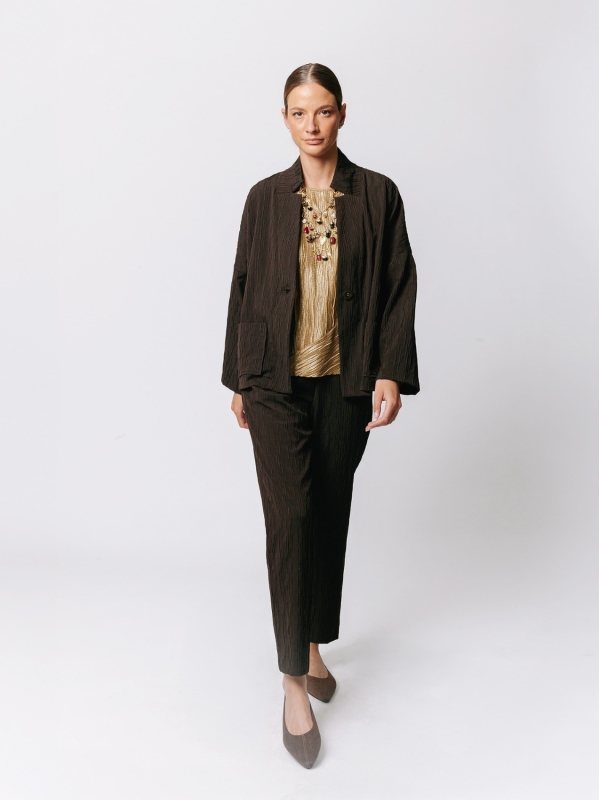 Boxy jacket in Crinkle Jacquard