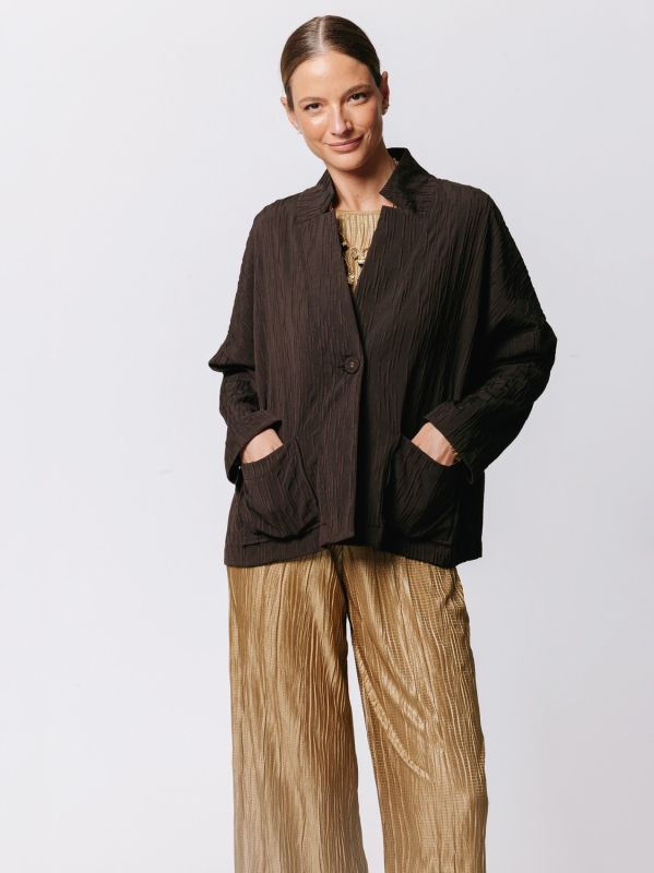 Boxy jacket in Crinkle Jacquard