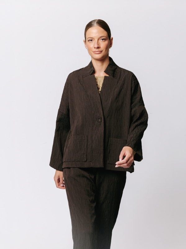 Boxy jacket in Crinkle Jacquard