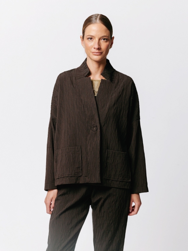 Boxy jacket in Crinkle Jacquard