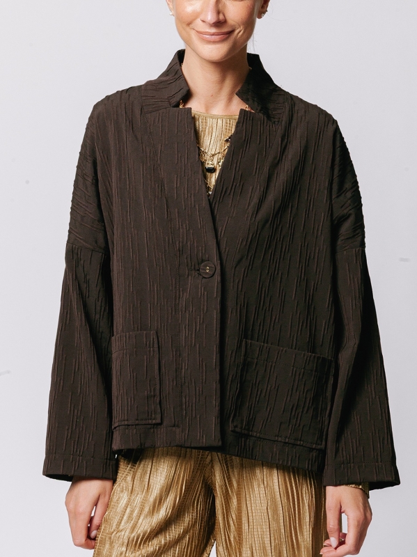 Boxy jacket in Crinkle Jacquard