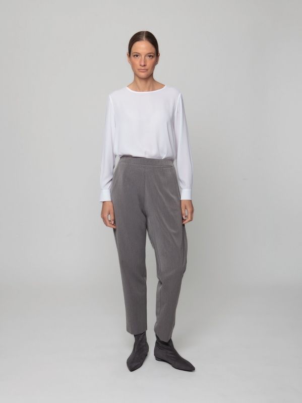 Cigarette trousers in stretch wool-like fabric