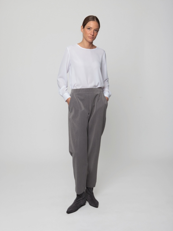 Cigarette trousers in stretch wool-like fabric