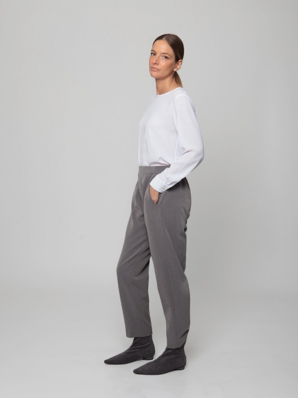 Cigarette trousers in stretch wool-like fabric